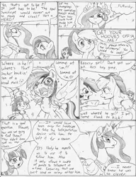 Size: 1017x1324 | Tagged: applejack, artist:joelashimself, comic, derpibooru import, fluttershy, monochrome, princess celestia, rainbow dash, rarity, semi-grimdark, the forgotten element, twilight sparkle