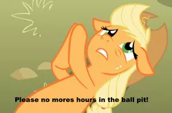 Size: 944x623 | Tagged: applejack, applepray, ball pit, dashcon, derpibooru import, extra hour, on back, safe, screencap, solo