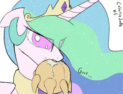 Size: 1280x984 | Tagged: artist:darkflame75, biting, celestiadoodle, cute, cutelestia, derpibooru import, drool, edible heavenly object, floppy ears, glare, growling, mouth hold, nom, princess celestia, safe, sillestia, solo, sun, tangible heavenly object