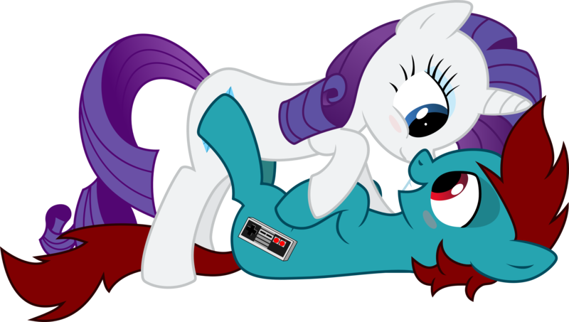 Size: 4003x2266 | Tagged: suggestive, artist:ragerer, derpibooru import, rarity, oc, blushing, canon x oc, lying down, on back, shipping, simple background, .svg available, transparent background, vector