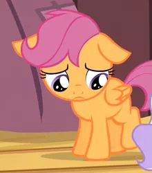 Size: 577x655 | Tagged: derpibooru import, face, flight to the finish, sad, sad face, safe, scootaloo, scootasad, screencap, solo