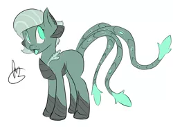 Size: 4852x3550 | Tagged: artist:mrrowboat, blank flank, cute, derpibooru import, fangs, kaiju pony, monster mare, oc, oc:jade, original species, safe, smiling, solo, tentacles, unofficial characters only