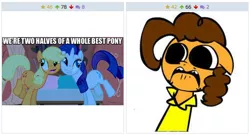 Size: 514x277 | Tagged: applejack, artist:mushroomcookiebear, best pony, cheese sandwich, derpibooru, derpibooru import, exploitable meme, faic, image macro, juxtaposition, juxtaposition win, meme, meta, nose wrinkle, rarity, reaction image, safe, screencap