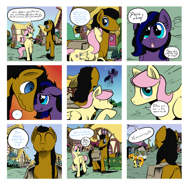 Size: 2270x2229 | Tagged: safe, artist:darkhestur, derpibooru import, carrot top, fluttershy, golden harvest, oc, oc:dark, oc:nox stella, ask, butterscotch, rule 63, tumblr