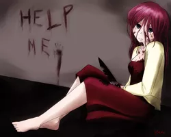 Size: 1245x995 | Tagged: artist:kprovido, barefoot, blood, breasts, derpibooru import, feet, grimdark, human, humanized, knife, pinkamena diane pie, pinkie pie, solo