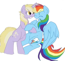 Size: 840x790 | Tagged: artist:rareponypairings, crack shipping, dinkydash, dinky hooves, female, lesbian, older, rainbow dash, safe, shipping