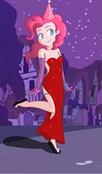 Size: 561x955 | Tagged: artist needed, clothes, derpibooru import, dress, evening gloves, human, humanized, jessica rabbit, magical friends, pinkie pie, red dress, safe, solo, source needed, who framed roger rabbit