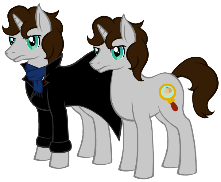 Size: 720x594 | Tagged: artist:stalkeh-kitteh, clothes, derpibooru import, ponified, safe, scarf, sherlock, sherlock holmes, solo