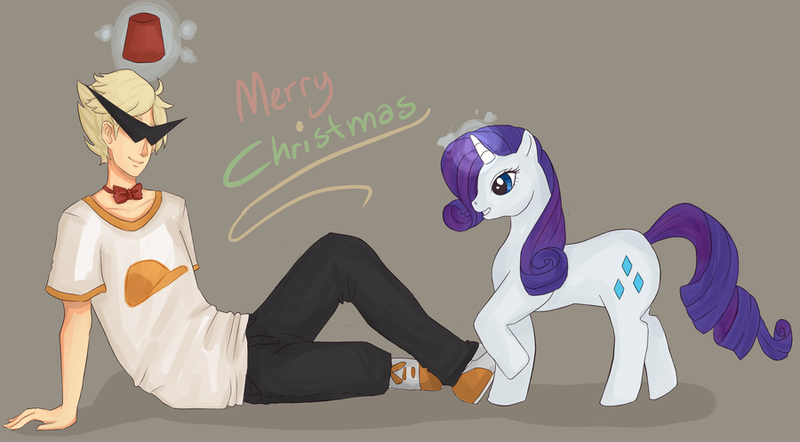 Size: 900x497 | Tagged: artist:lizzybubbletea, bowtie, derpibooru import, dirk strider, fez, hat, homestuck, human, rarity, safe