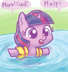 Size: 622x659 | Tagged: artist:mcponyponypony, crossing the line twice, derpibooru import, edit, filly, filly twilight sparkle, help, implied drowning, parody, safe, solo, the tables have turned, this will end in tears, twilight sparkle, we are going to hell