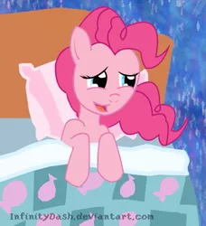 Size: 743x815 | Tagged: artist:infinitydash, bed, cupcake dreams, derpibooru import, dream, on bed, pinkie pie, safe, solo