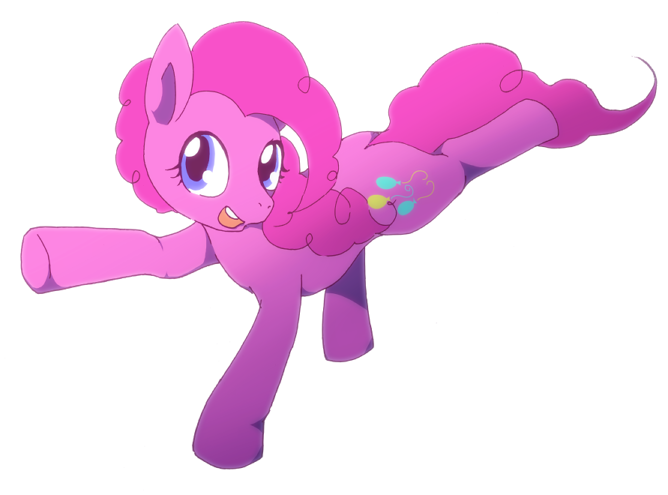 Size: 668x495 | Tagged: safe, artist:kukku pu, derpibooru import, pinkie pie, earth pony, pony, female, looking at you, mare, pixiv, simple background, solo, white background