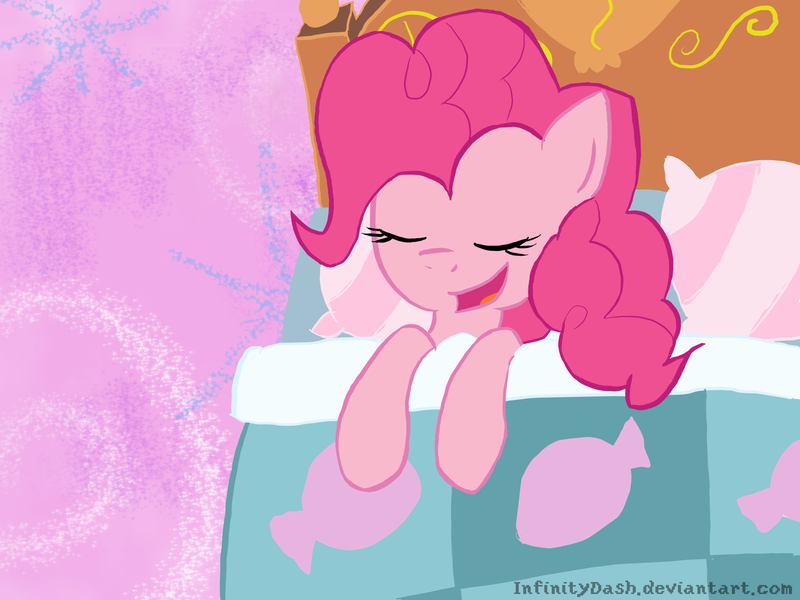 Size: 3327x2496 | Tagged: artist:infinitydash, bed, derpibooru import, dream, pinkie pie, safe, sleeping, solo