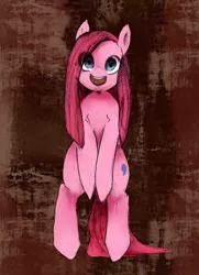 Size: 604x833 | Tagged: safe, artist:kukku pu, derpibooru import, pinkie pie, pony, bipedal, cute, cuteamena, pinkamena diane pie, pixiv, solo