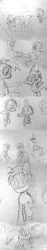 Size: 800x4211 | Tagged: safe, artist:infinitydash, derpibooru import, derpy hooves, princess celestia, spike, twilight sparkle, twilight sparkle (alicorn), alicorn, pony, concept art, female, mare, monochrome, pencil drawing, sketch, storyboard, traditional art