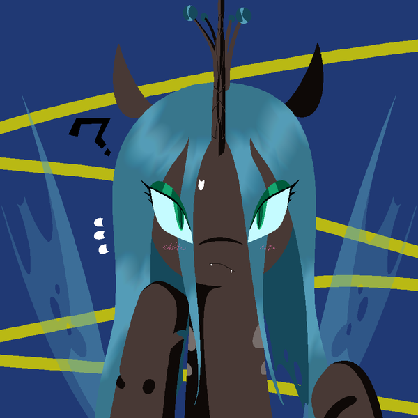 Size: 1000x1000 | Tagged: safe, artist:jun, derpibooru import, queen chrysalis, changeling, changeling queen, blushing, female, pixiv, solo