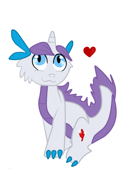 Size: 512x784 | Tagged: artist:cat4lyst, artist:coyoterainbow, colored, derpibooru import, dracony, heart, hybrid, interspecies, interspecies offspring, my little pony genesis, oc, oc:gem, offspring, parent:rarity, parent:spike, parents:sparity, safe, solo, unofficial characters only