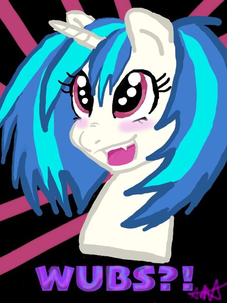 Size: 500x667 | Tagged: artist:alicesdisneyadventures, blushing, derpibooru import, safe, solo, vinyl scratch