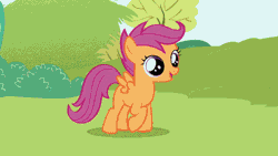 Size: 471x265 | Tagged: animated, animation error, cute, cutealoo, derpibooru import, excited, happy, lesson zero, safe, scootaloo, screencap, smiling, solo