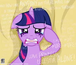 Size: 800x681 | Tagged: artist needed, crying, derpibooru import, hate, leave britney alone, makeup, parody, running makeup, sad, safe, solo, source needed, twilight sparkle