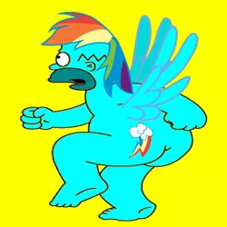 Size: 2000x2000 | Tagged: ass, brony, butt, derpibooru import, homer simpson, human, humanized, male, nudity, rainbow dash, rule 63, solo, solo male, suggestive, the simpsons, wat, why