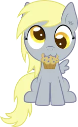 Size: 3368x5476 | Tagged: :3, absurd resolution, artist:silverrainclouds, chibi, cute, derpabetes, derpibooru import, derpy hooves, diabetes, filly, food, hnnng, muffin, safe, simple background, sitting, solo, transparent background, vector