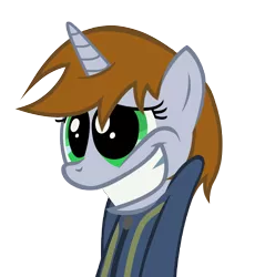 Size: 9105x9544 | Tagged: safe, artist:aborrozakale, derpibooru import, oc, oc:littlepip, unofficial characters only, pony, unicorn, fallout equestria, fanfic, absurd resolution, clothes, fanfic art, female, horn, mare, simple background, smiling, solo, teeth, transparent background, vault suit, vector