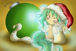 Size: 750x500 | Tagged: artist:spectralpony, christmas, derpibooru import, ghost, hat, letter, oc, oc:okiku, ornament, safe, santa hat, solo, unofficial characters only