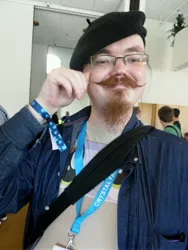 Size: 3456x4608 | Tagged: 2014, artist:juu50x, barely pony related, crystal fair con, derpibooru import, evil, finland, finlandia hall, glasses, hat, helsinki, human, irl, irl human, moustache, photo, safe, swang, the stache