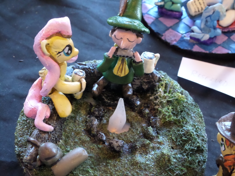 Size: 4608x3456 | Tagged: 2014, artist:juu50x, craft, crossover, crystal fair con, cute, derpibooru import, figure, figurine, finland, finlandia hall, fluttershy, harmonica, helsinki, irl, moomins, musical instrument, photo, safe, snufkin, the moomins