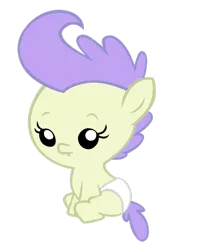 Size: 807x990 | Tagged: safe, artist:bronyboy, derpibooru import, cream puff, pony, baby, baby pony, diaper, filly, foal, solo