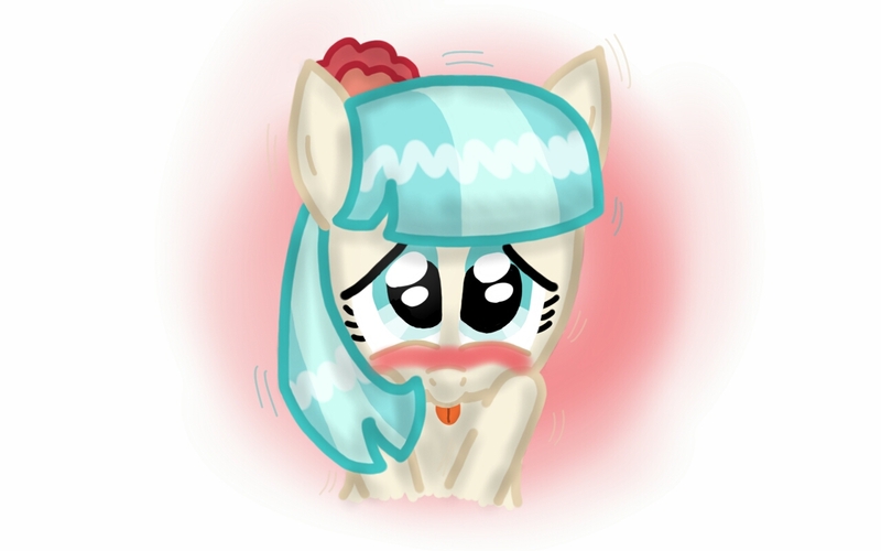 Size: 1280x800 | Tagged: safe, artist:vanillafox2035, derpibooru import, coco pommel, blushing, solo, tongue out