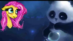 Size: 794x452 | Tagged: safe, artist:gpgo-sparkling-panda, derpibooru import, fluttershy, panda, blushing, portrait