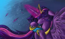 Size: 1805x1082 | Tagged: safe, artist:ardail, derpibooru import, twilight sparkle, twilight sparkle (alicorn), alicorn, pony, crossover, crying, feather, female, floppy ears, immortality blues, magic, mare, musical instrument, new crown, ocarina, playing, solo, the legend of zelda, the legend of zelda: ocarina of time