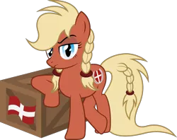 Size: 2061x1632 | Tagged: artist:zekrom-9, braid, container, denmark, derpibooru import, flag, hairband, maersk, nation ponies, oc, ponytail, pun, safe, shipping, solo, unofficial characters only