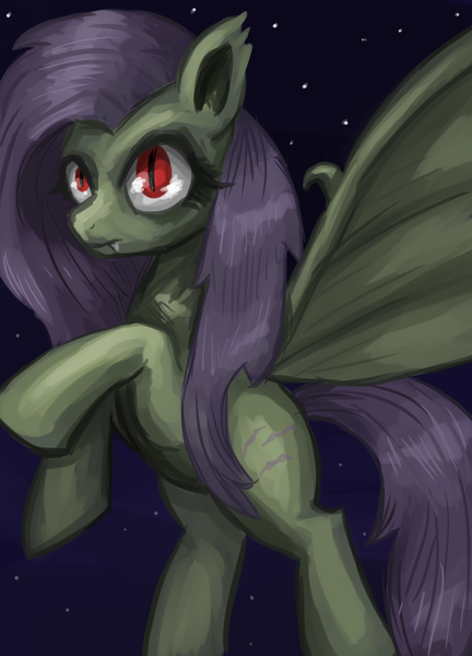 Size: 1800x2500 | Tagged: artist:clrb, derpibooru import, flutterbat, fluttershy, night, safe, solo