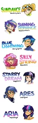 Size: 496x1612 | Tagged: artist:kianamai, derpibooru import, goggles, hairband, handkerchief, human, humanized, humanized oc, necklace, next generation, oc, oc:ares, oc:aria, oc:blue lightning, oc:prince shining romance, oc:silly string, oc:starry dream, oc:sundance, offspring, parent:applejack, parent:big macintosh, parent:cheese sandwich, parent:flash sentry, parent:pinkie pie, parent:princess cadance, parent:princess luna, parent:rainbow dash, parents:cheesepie, parents:flashlight, parent:shining armor, parents:lunamac, parent:soarin', parents:shiningcadance, parents:soarindash, parents:soarinjack, parent:twilight sparkle, ponytail, rose, safe, unofficial characters only