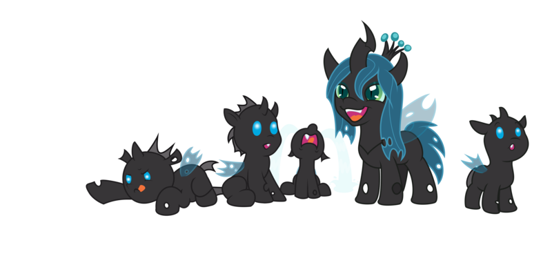 Size: 4220x2111 | Tagged: safe, artist:kp-shadowsquirrel, artist:tyler611, derpibooru import, queen chrysalis, changeling, nymph, :o, :p, crying, cute, cutealis, filly, open mouth, prone, simple background, sitting, smiling, tongue out, transparent background, younger