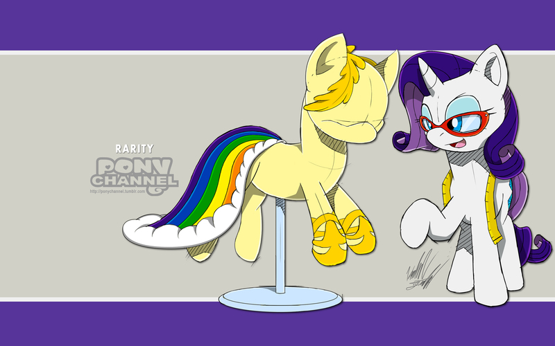 Size: 1920x1200 | Tagged: artist:fuzon-s, art of the dress, clothes, crossover, derpibooru import, dress, gala dress, glasses, mannequin, measuring tape, open mouth, pony channel, raised hoof, rarity, safe, scene interpretation, sketch, sonic channel, sonic the hedgehog (series), style emulation, suited for success, wallpaper, yuji uekawa style