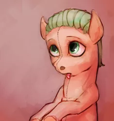 Size: 1196x1275 | Tagged: safe, artist:sharpieboss, derpibooru import, ponified, object pony, original species, plushie, solo, tongue out