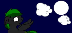 Size: 953x438 | Tagged: safe, artist:vamplrebats, derpibooru import, oc, oc:kitkat, unofficial characters only, pegasus, pony, cloud, full moon, looking up, moon, solo, vent