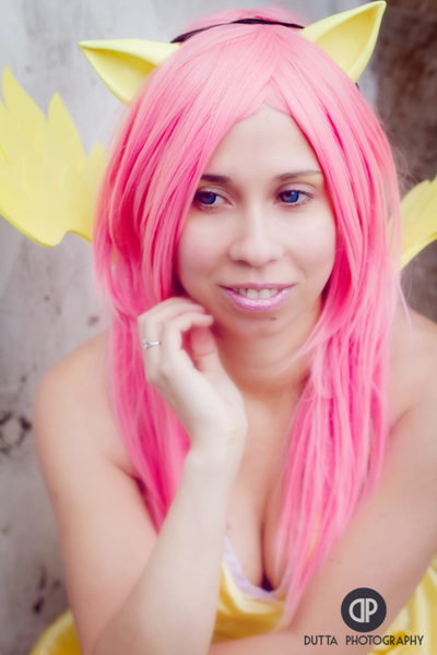 Size: 567x850 | Tagged: safe, artist:onedeviouskitty, derpibooru import, fluttershy, human, cleavage, cosplay, female, irl, irl human, photo, solo