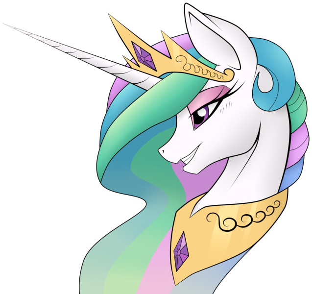 Size: 9000x8479 | Tagged: safe, artist:amorecadenza, artist:probablyfakeblonde, derpibooru import, princess celestia, pony, absurd resolution, beautiful, bedroom eyes, bust, female, mare, portrait, simple background, smiling, solo, transparent background, vector