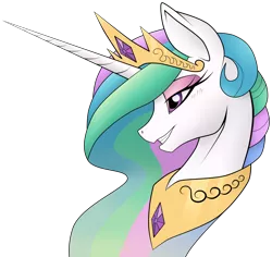 Size: 9000x8479 | Tagged: safe, artist:amorecadenza, artist:probablyfakeblonde, derpibooru import, princess celestia, pony, absurd resolution, beautiful, bedroom eyes, bust, female, mare, portrait, simple background, smiling, solo, transparent background, vector