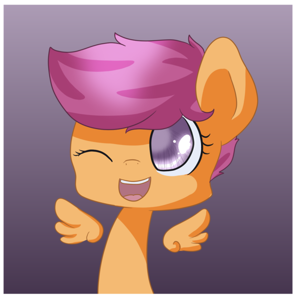 Size: 1280x1280 | Tagged: safe, artist:rue-willings, derpibooru import, scootaloo, cute, cutealoo, solo