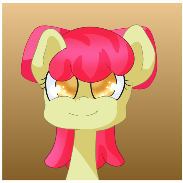 Size: 1280x1280 | Tagged: safe, artist:rue-willings, derpibooru import, apple bloom, adorabloom, cute, long neck, looking at you, portrait, smiling, solo