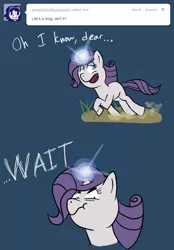 Size: 653x937 | Tagged: artist:raritybeingdraggedtoherdestiny, ask, derpibooru import, magic, pun, rariquest, rarity, safe, solo, tumblr