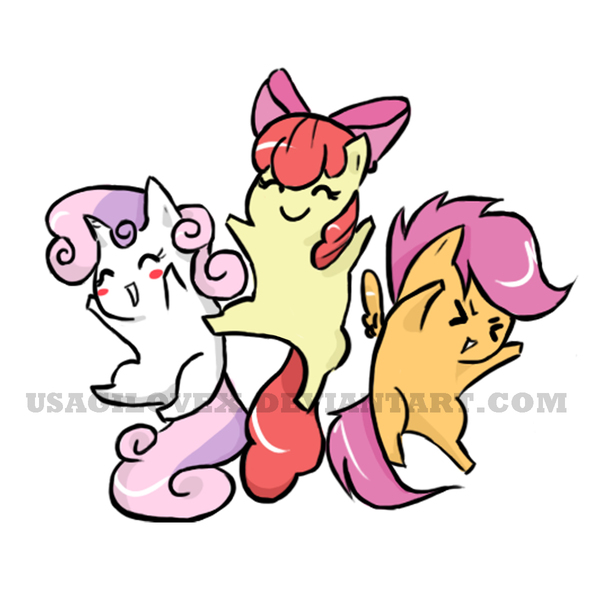 Size: 1200x1200 | Tagged: apple bloom, artist:usagilovex, blushing, blush sticker, chibi, cutie mark crusaders, derpibooru import, safe, scootaloo, sweetie belle