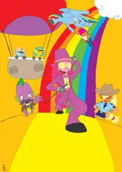 Size: 708x999 | Tagged: applejack, artist needed, derpibooru import, pinkie pie, rainbow, rainbow dash, scootaloo, snails, snips, spike, suggestive, superjail