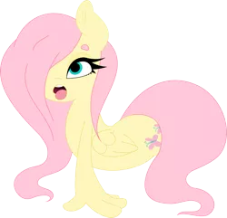 Size: 1899x1830 | Tagged: suggestive, artist:candy-vanity, derpibooru import, fluttershy, anthro, bedroom eyes, female, lying down, simple background, solo, solo female, tongue out